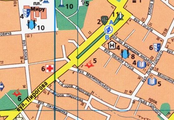 Схема рекламной плоскости по адресу Пирогова ул., 4 [№4]