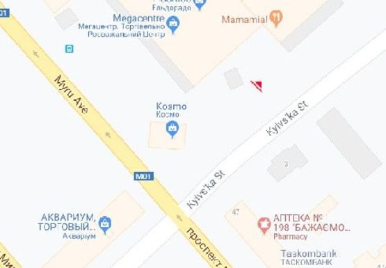 Схема рекламной плоскости по адресу Киевская ул., кафе Этуаль