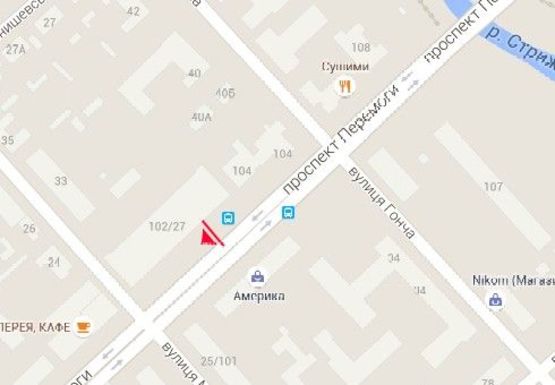 Схема рекламной плоскости по адресу Победы пр., магазин Прогресс №2