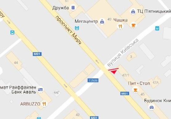 Схема рекламной плоскости по адресу Мира пр. - Киевская ул.