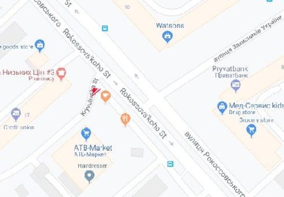 Схема рекламной плоскости по адресу Рокоссовского ул. 15 - Одинцова ул.