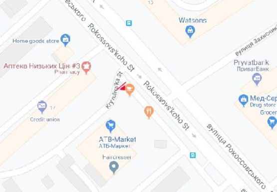 Схема рекламной плоскости по адресу Рокоссовского ул. 15 - Одинцова ул.