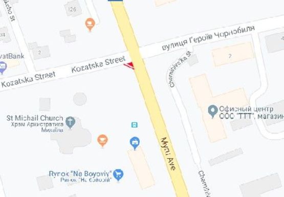 Схема рекламной плоскости по адресу Мира пр. - Козацька ул.