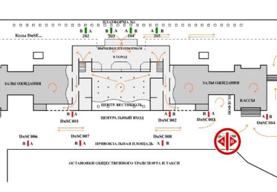 Схема рекламной плоскости по адресу Привокзальная площадь