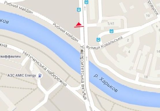 Схема рекламной плоскости по адресу Университетская ул. - Кузнечная ул.