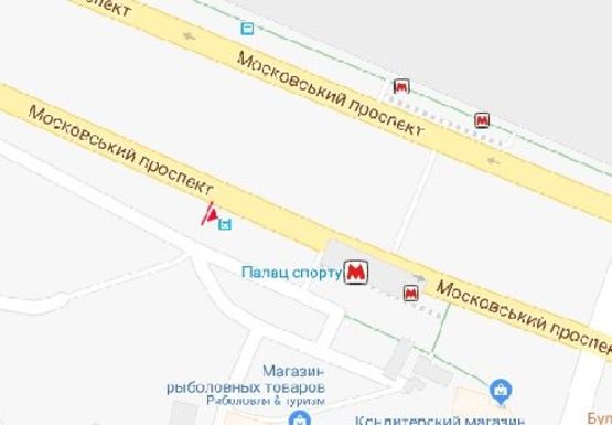 Схема рекламной плоскости по адресу Московский пр., 144 - ст.м. Дворец Спорта (ОП тип 1)