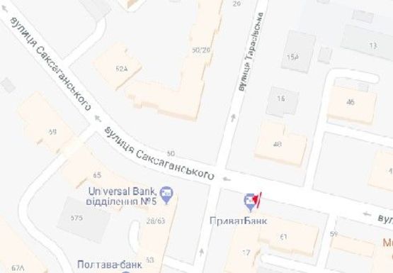 Схема рекламной плоскости по адресу Саксаганского ул., 61