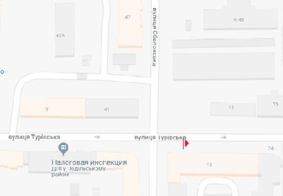 Схема рекламної площини за адресою Туровская ул., 18/20