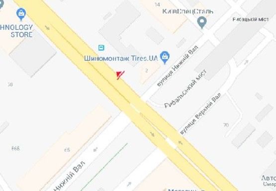 Схема рекламной плоскости по адресу Набережно-Хрещатицкая ул. - Нижний Вал ул., 2