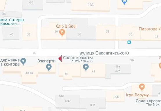 Схема рекламної площини за адресою Саксаганского ул., 36 (напротив)