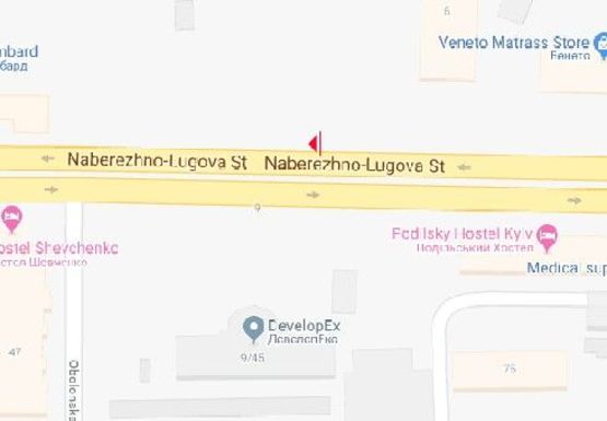 Схема рекламної площини за адресою Набережно-Луговая ул., 9 (напротив)