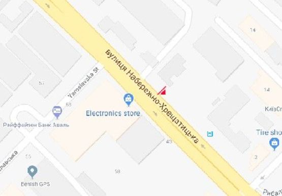 Схема рекламной плоскости по адресу Набережно-Крещатицкая ул., 58 (напротив)