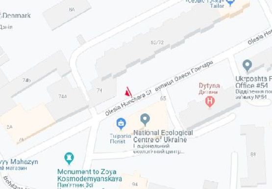 Схема рекламної площини за адресою Олеся Гончара ул., 65