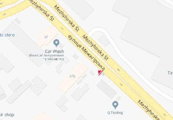 Схема рекламной плоскости по адресу Межигорская ул., 87а