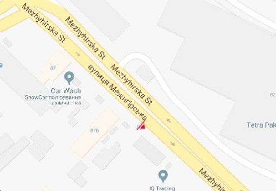 Схема рекламной плоскости по адресу Межигорская ул., 87а