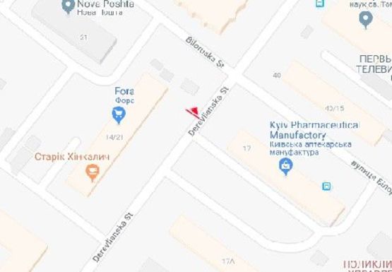 Схема рекламной плоскости по адресу Деревлянская ул., 14/21 (Якира ул.)