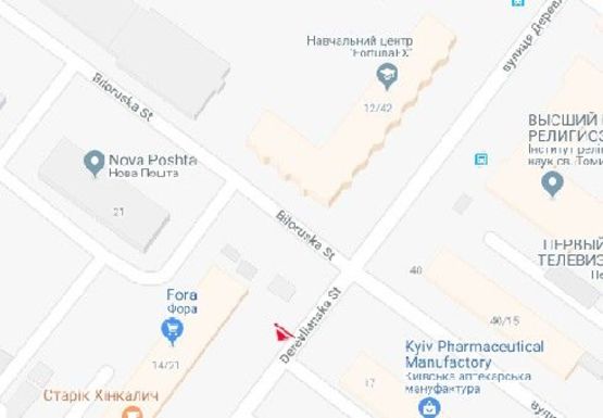 Схема рекламной плоскости по адресу Деревлянская ул., 14/21 (Якира ул.)