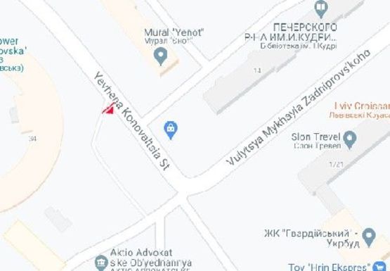 Схема рекламной плоскости по адресу Евгения Коновальца ул., 34