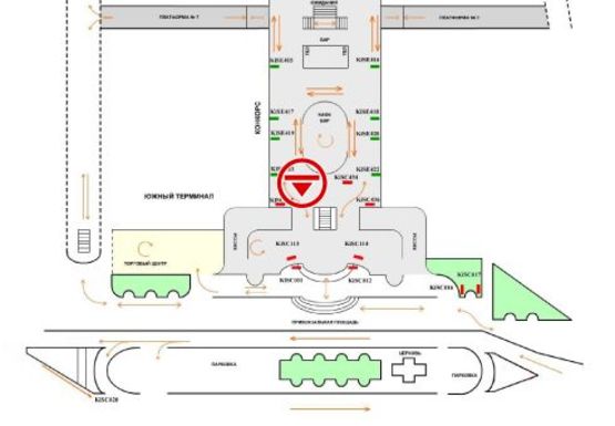 Схема рекламної площини за адресою Конкорс (Южный терминал)