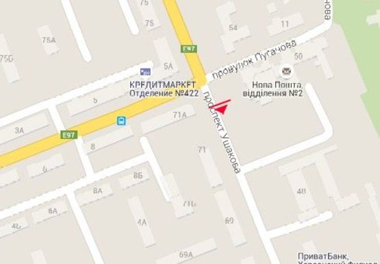 Схема рекламной плоскости по адресу Ушакова пр. - Пугачева ул.