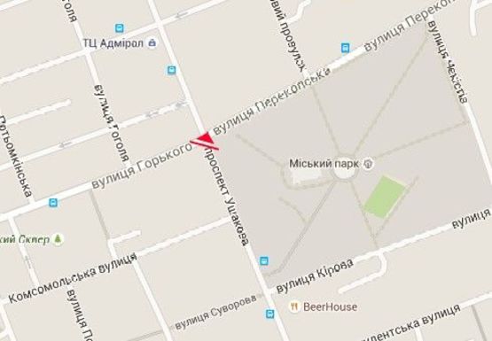 Схема рекламної площини за адресою Ушакова пр. - Театральная ул.