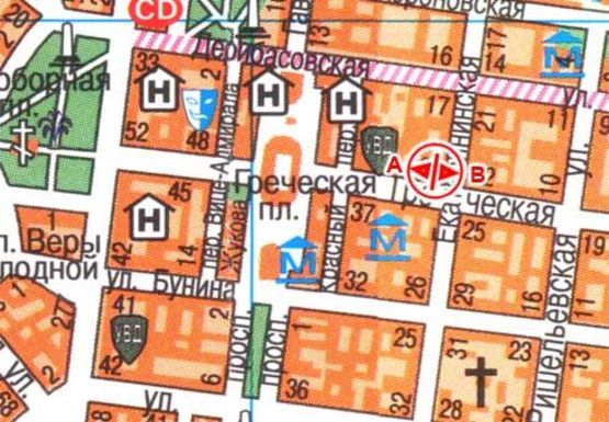 Схема рекламної площини за адресою Греческая ул., 34