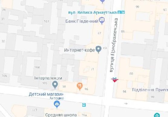 Схема рекламної площини за адресою Преображенская ул., 88 - М. Арнаутская ул.