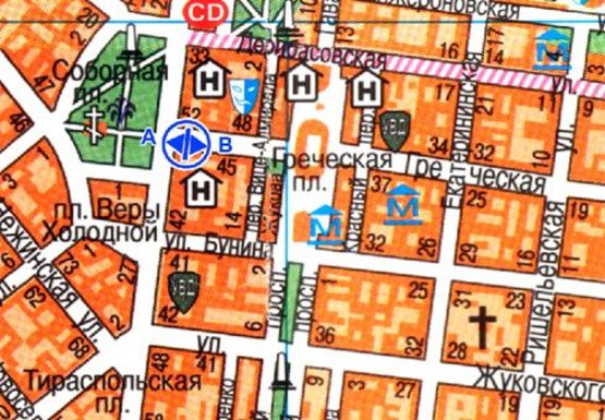 Схема рекламной плоскости по адресу Греческая ул., 45 - Преображенская ул.