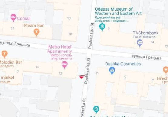 Схема рекламної площини за адресою Пушкинская ул., 12