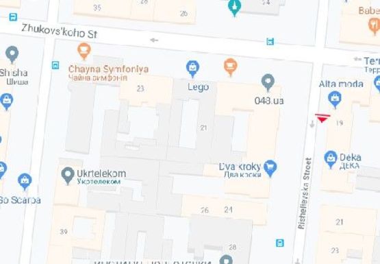 Схема рекламної площини за адресою Ришельевская ул., 19