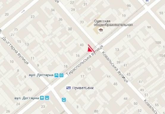 Схема рекламної площини за адресою Тираспольская ул.,16 - Кузнечная ул.