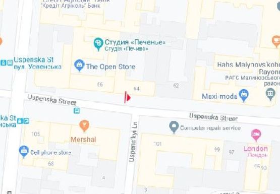 Схема рекламної площини за адресою Успенская ул., 64