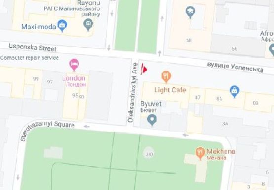 Схема рекламної площини за адресою Успенская ул., 89 - Александровский пр.