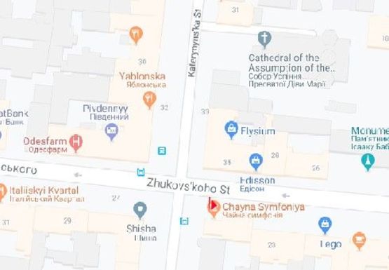 Схема рекламної площини за адресою Жуковского ул., 25 - Екатерининская ул.