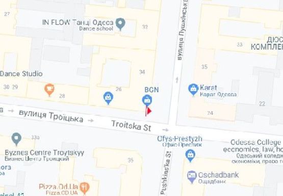 Схема рекламной плоскости по адресу Троицкая ул., 26 - Пушкинская ул.