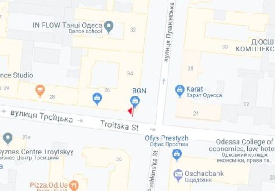 Схема рекламної площини за адресою Троицкая ул., 26 - Пушкинская ул.