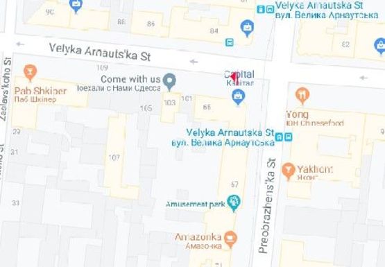 Схема рекламної площини за адресою Б. Арнаутская ул., 101 - Преображенская ул.