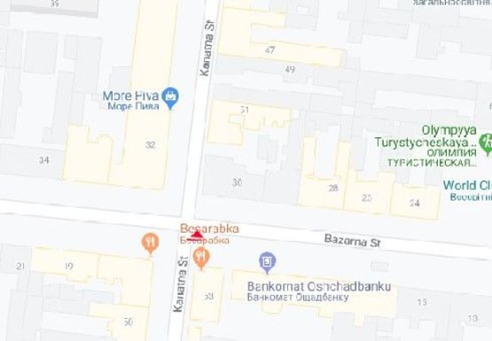 Схема рекламної площини за адресою Канатная ул., 53 - Базарная ул.