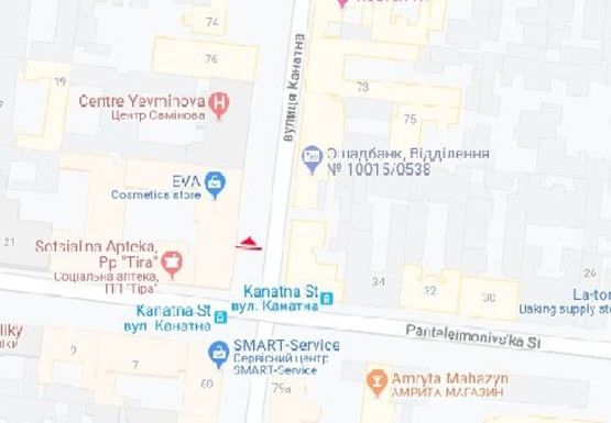 Схема рекламної площини за адресою Канатная ул. - Пантелеймоновская ул.