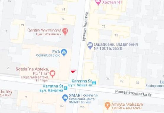 Схема рекламної площини за адресою Канатная ул. - Пантелеймоновская ул.