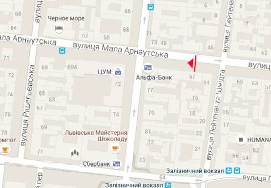 Схема рекламної площини за адресою М. Арнаутская ул., 57 - Лейтинанта Шмидта ул.