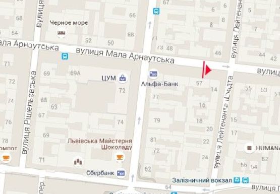 Схема рекламної площини за адресою М. Арнаутская ул., 57 - Лейтинанта Шмидта ул.