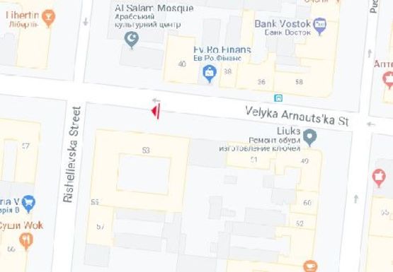 Схема рекламної площини за адресою Б. Арнаутская ул., 55 - Ришельевская  ул.