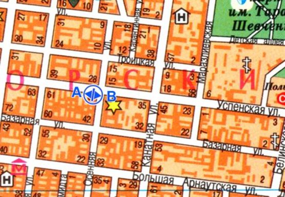 Схема рекламної площини за адресою Успенская ул., 47 - Осипова ул.