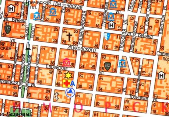 Схема рекламной плоскости по адресу Ришельевская ул., 36 -  Троицкая ул.