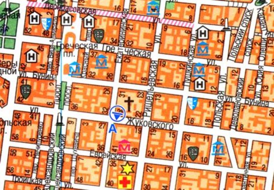 Схема рекламной плоскости по адресу Екатерининская ул.,35 - Жуковского ул.