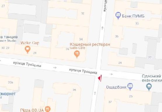 Схема рекламної площини за адресою Троицкая ул., 25 - Пушкинская ул.