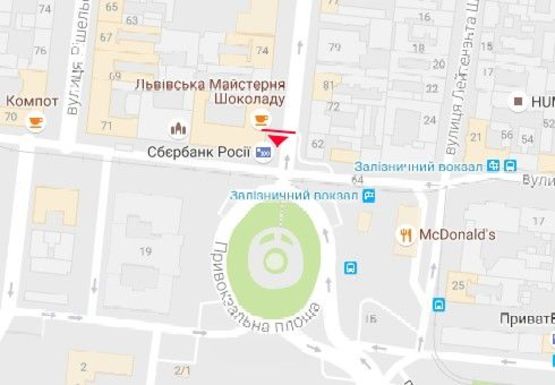 Схема рекламної площини за адресою Пушкинская ул., 78 - Пантелеймоновская ул.