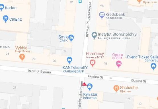 Схема рекламной плоскости по адресу Ришельевская ул. - Бунина ул.21