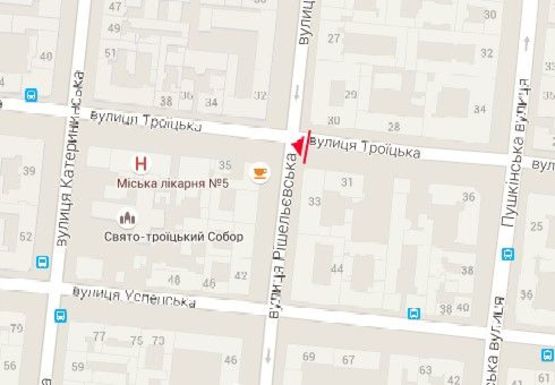 Схема рекламної площини за адресою Троицкая ул., 33 - Ришельевская ул.